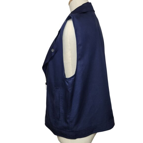 Sanctuary Anthropologie Large Moto Vest Front Zip Asymmetrical Navy Blue NWT - Picture 5 of 10